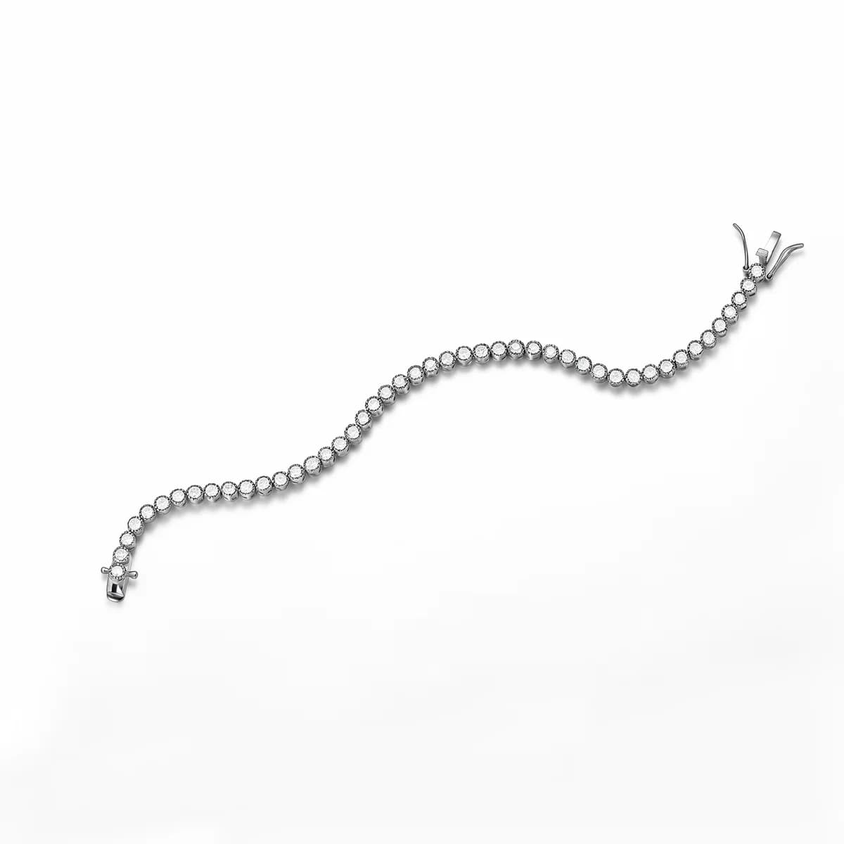 Classic Bezel-Set Full Diamond Platinum Tennis Bracelet
