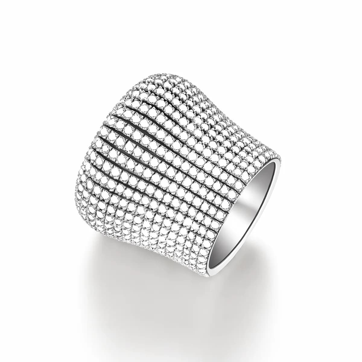 Wide Dome Moissanite Stripe Statement Ring