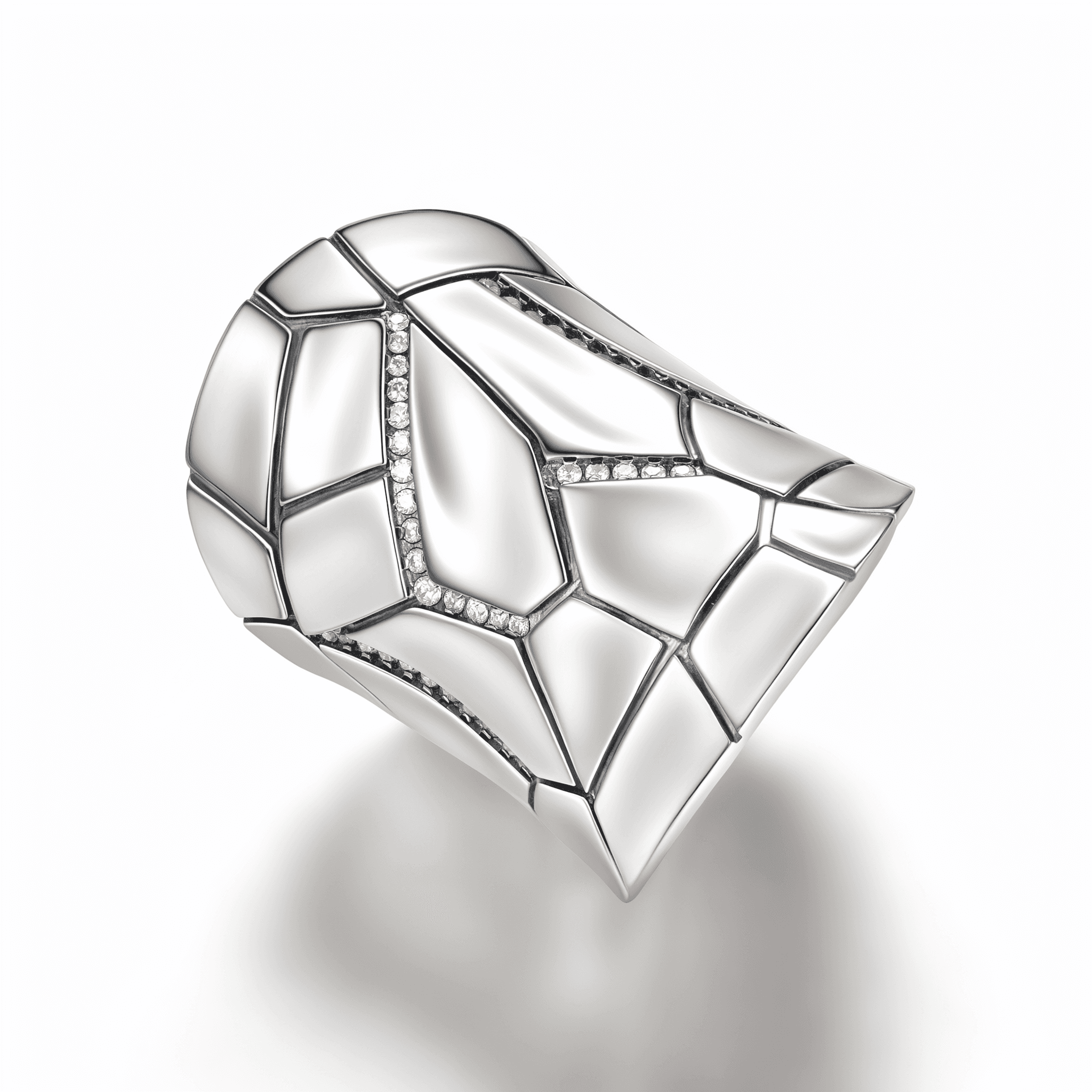 Snake Scale Facet Pave CZ Statement Ring