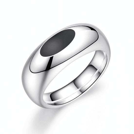Black Onyx Inlay High-Polish Signet Ring