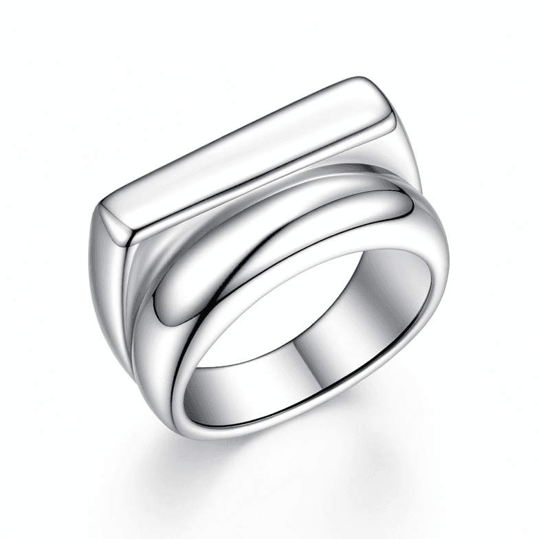 Flat Rectangular Double Curved Band Ring