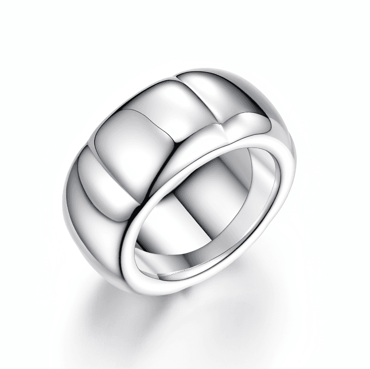 Wide Grooved Dome Band Signet Ring
