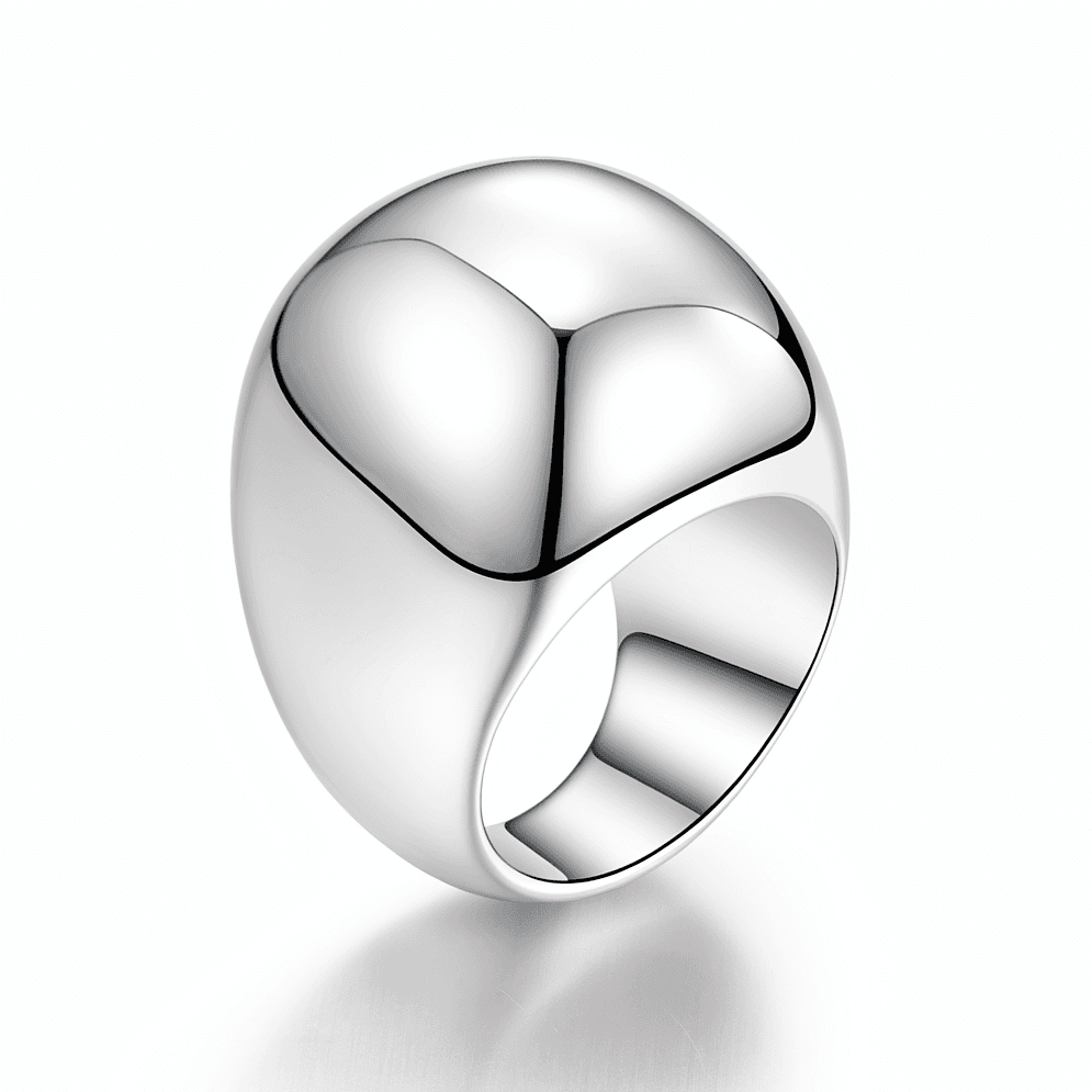 Thick Dome Heart-Cut Split Mirror Ring