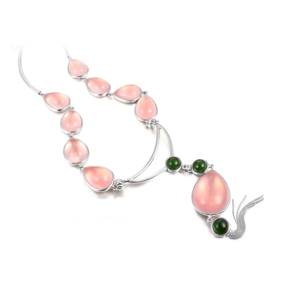 Rose Quartz with Hetian Green Nephrite Jade Pendant