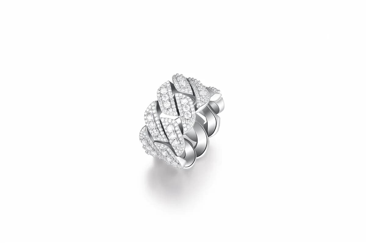 Men's Hip Hop Big Stone Round Moissanite 925 Sterling Silver Cuban Ring