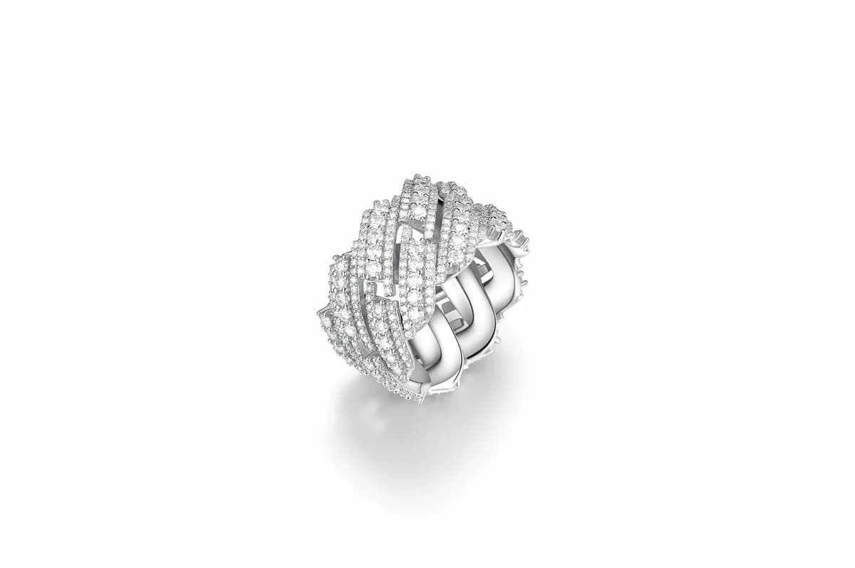 Men's Hip Hop Full Round Moissanite 925 Sterling Silver Cuban Ring