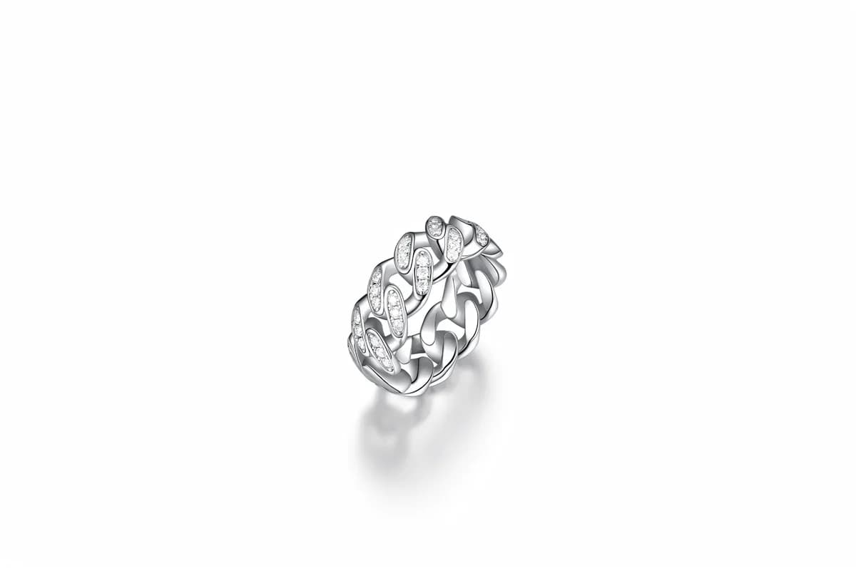Men's Hip Hop Half Paved Moissanite 925 Sterling Silver Cuban Ring