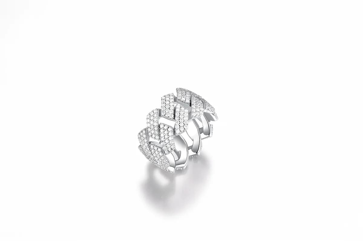 Men's Hip Hop Minimalist Paved Moissanite 925 Sterling Silver Cuban Ring
