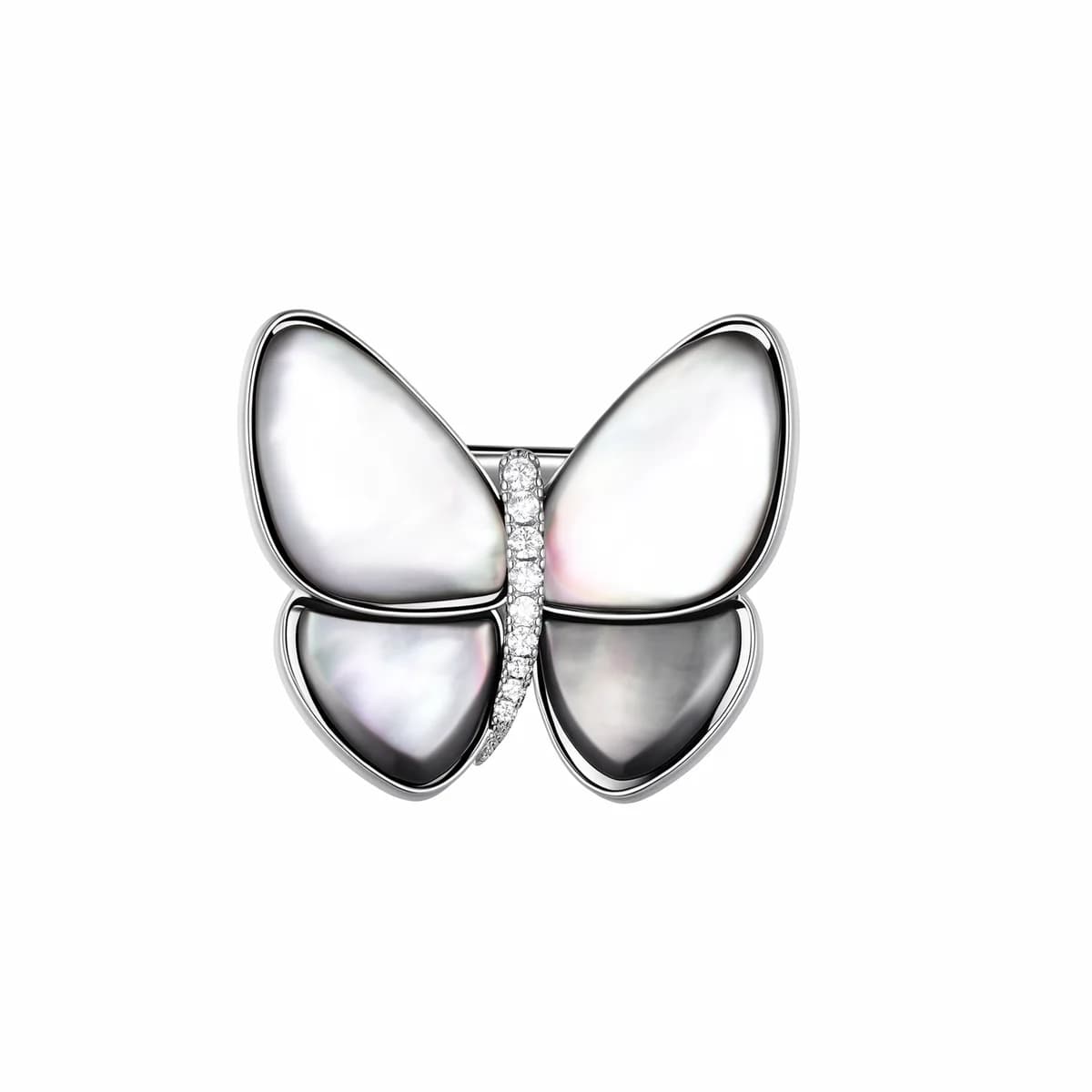 925 Sterling Silver Mother of Pearl Butterfly Inlaid Zircon Women Brooch