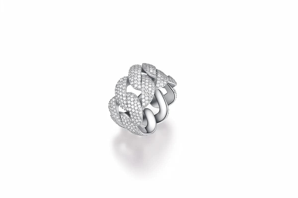 Men's Hip Hop Paved Moissanite 925 Sterling Silver Cuban Ring
