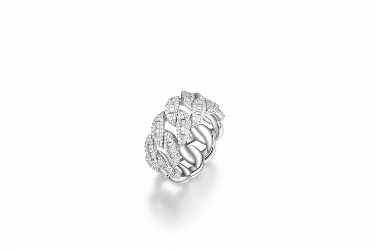 Men's Hip Hop Twisted Paved Round Moissanite 925 Sterling Silver Cuban Ring