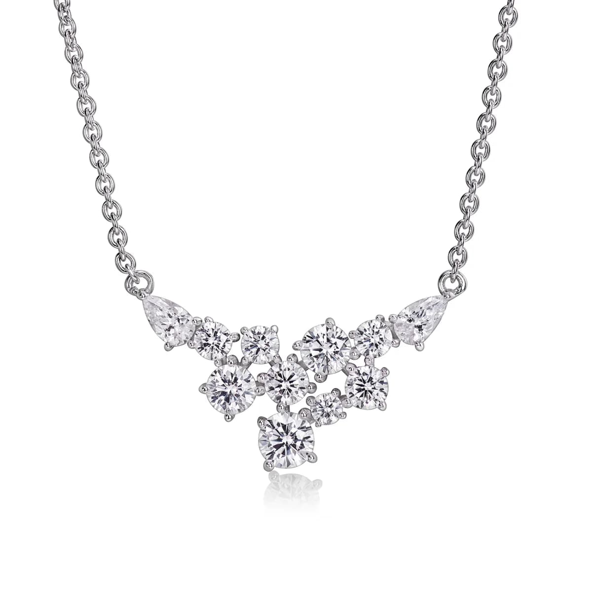 Cluster Pear & Round Diamond V-Drop Choker