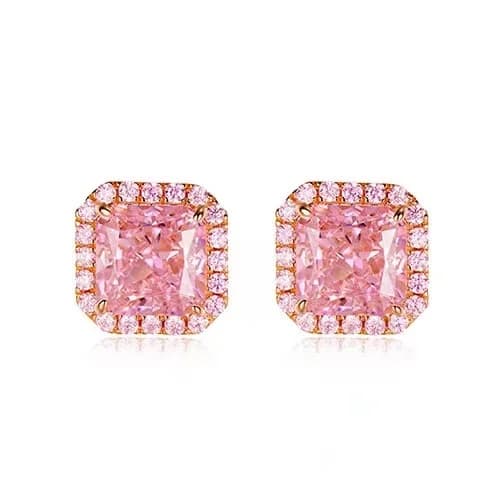 Slim Curved Fish Hook Round Brilliant Octagon Halo Earrings
