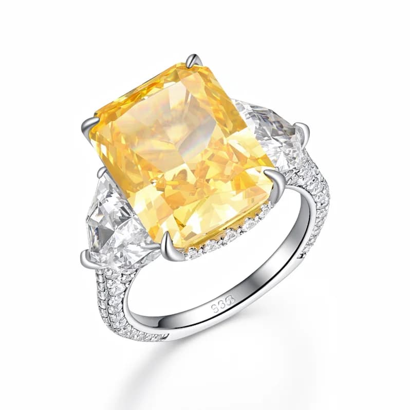 Fancy Intense Yellow Cushion Dual Pave Band Ring