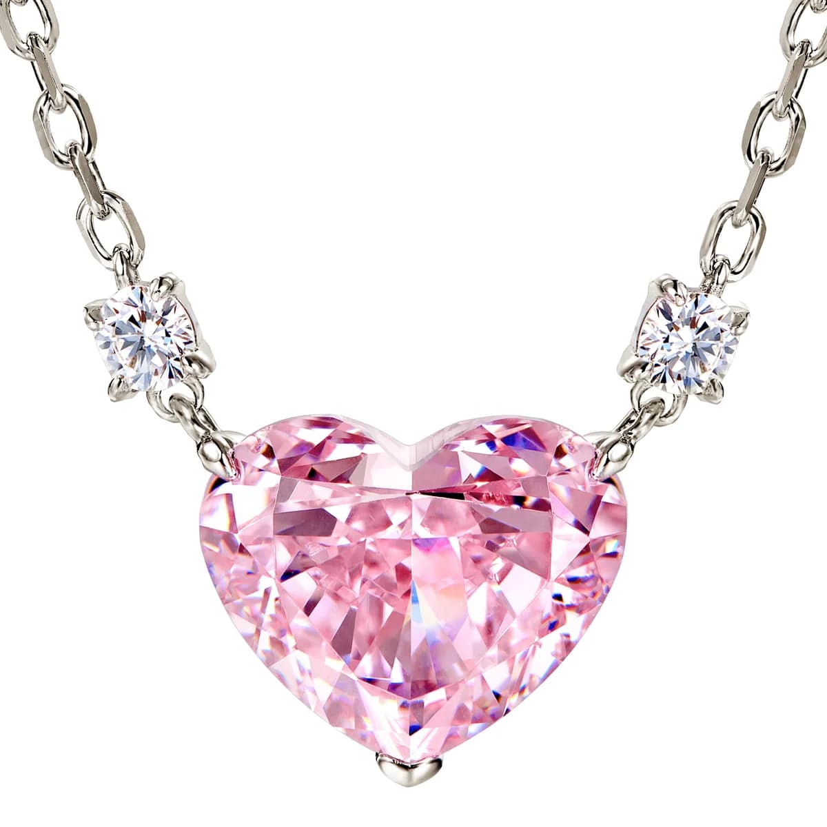 Fancy Intense Pink Heart Diamond Side Stones Choker