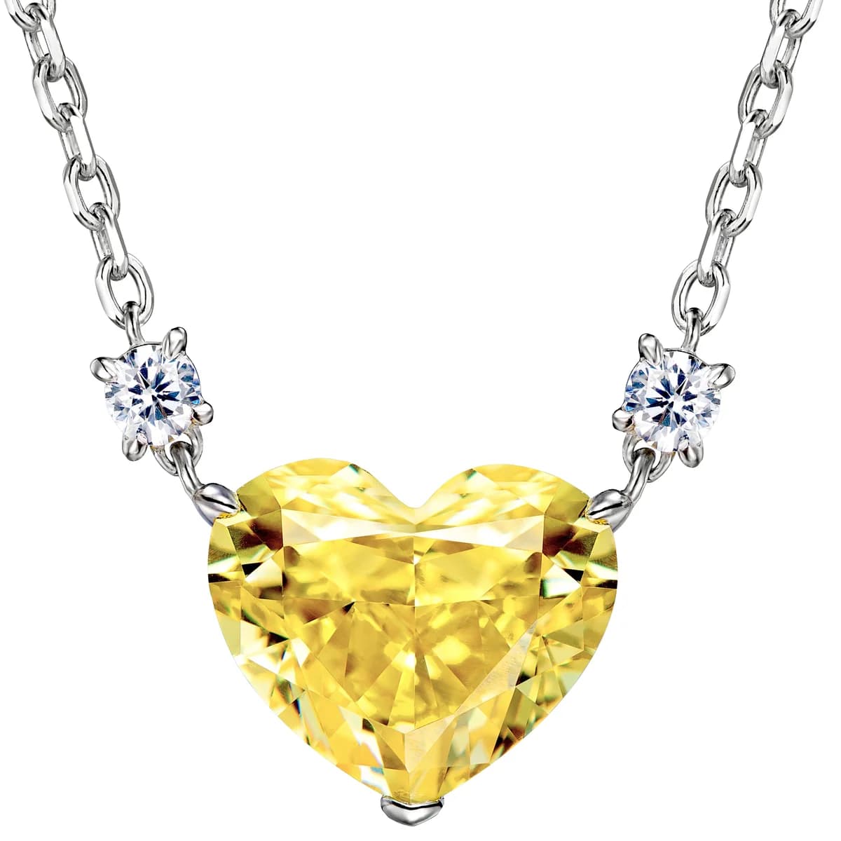 Fancy Vivid Yellow Heart Diamond Side Stones Choker