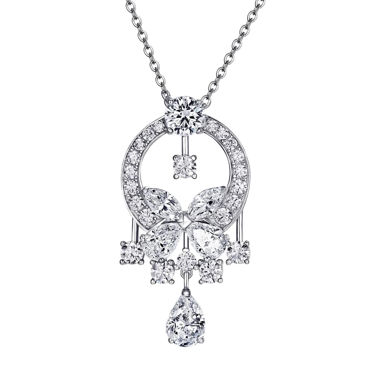 Full Pave CZ Marquise Butterfly Teardrop Pendant