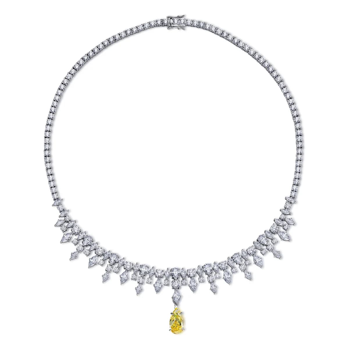 Full Pave CZ Tennis Marquise Peak Yellow Diamond Choker