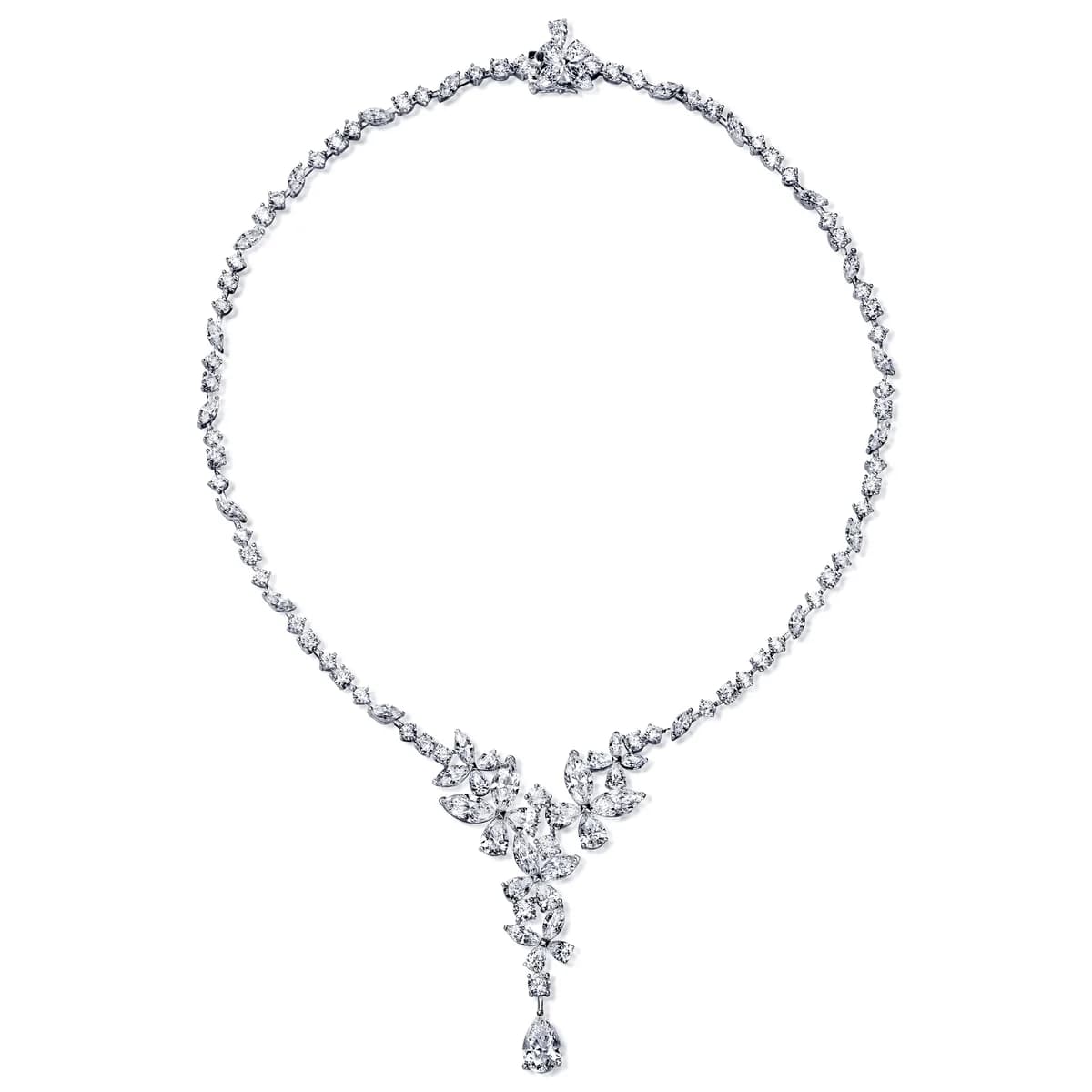 Full Pave Marquise CZ Vines Bridal Necklace
