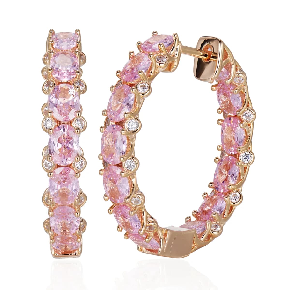 Full Surround Hoop Oval Gradient Sakura Pink Rose Gold