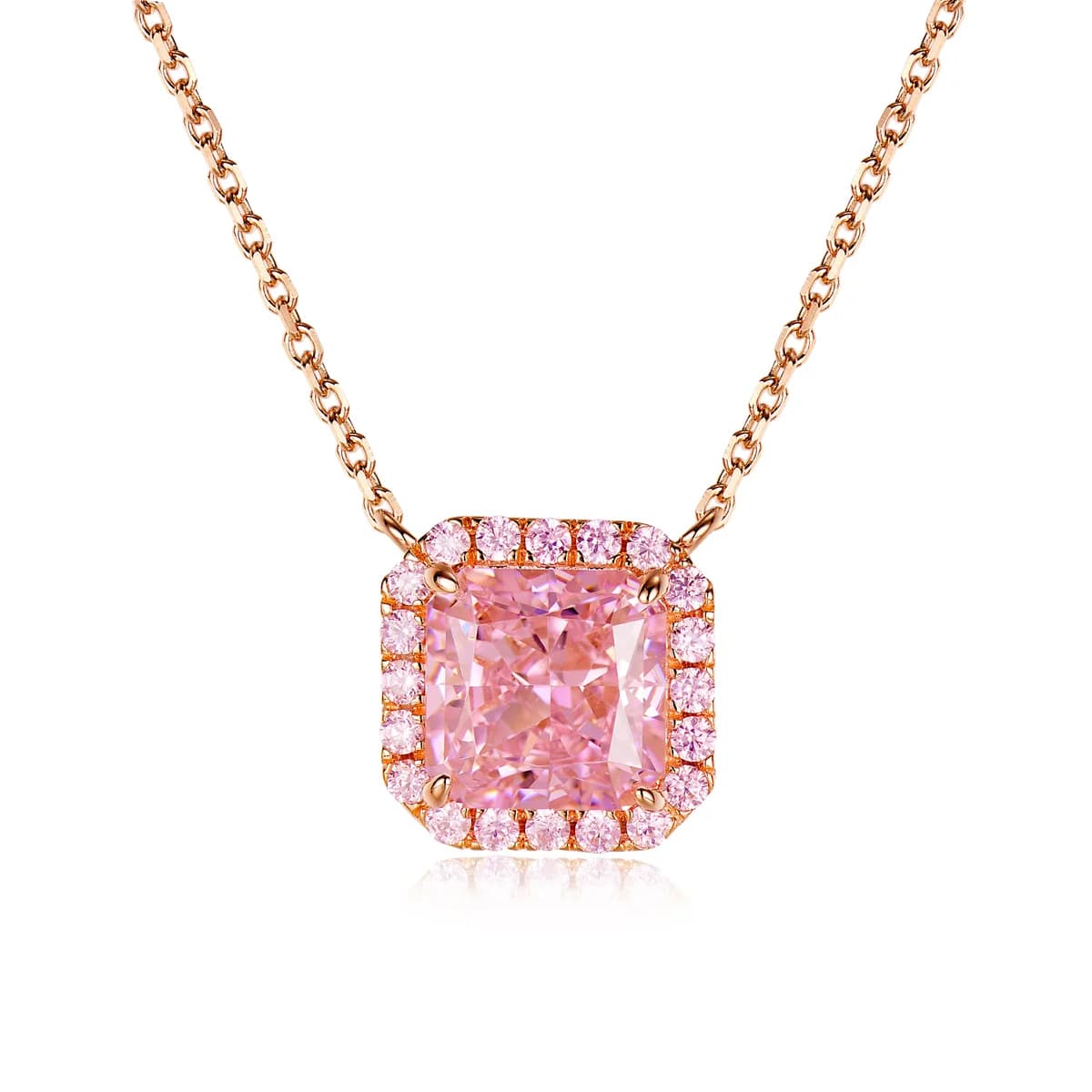 Halo Pave Radiant Vivid Pink Diamond Choker