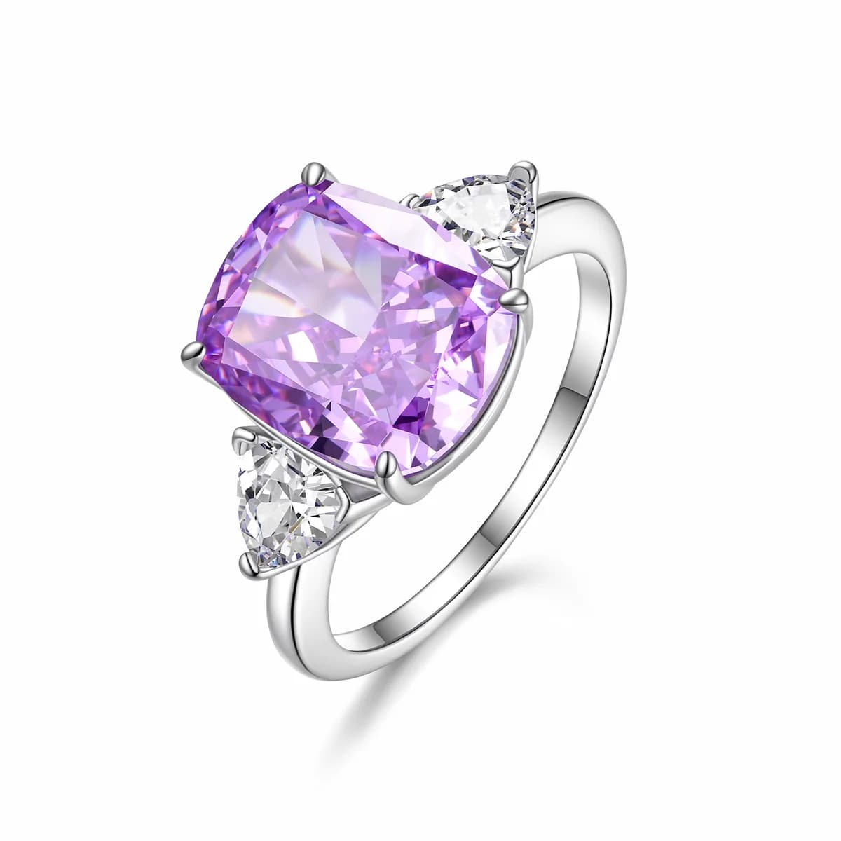 Lavender Purple Cushion Heart Zircon Ring