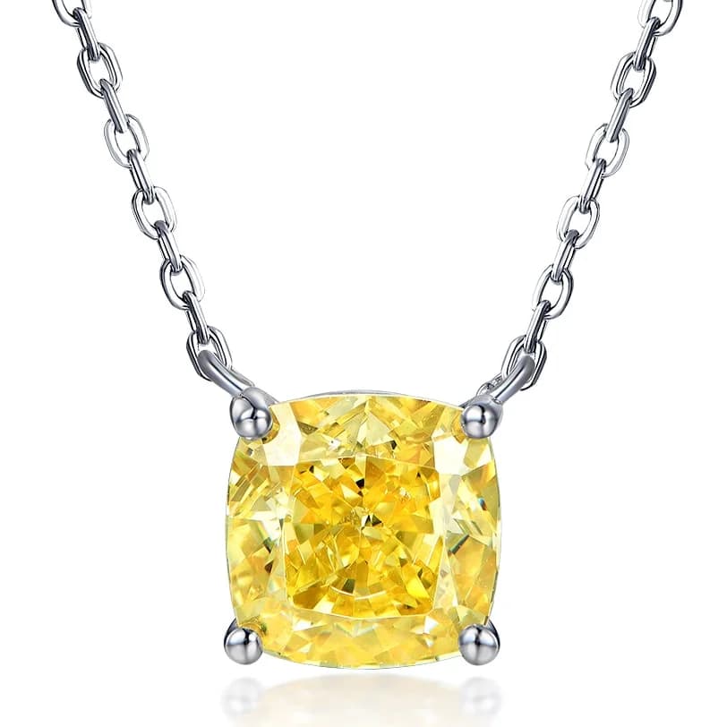 Minimal 4-Prong Cushion Yellow Diamond Solitaire Choker