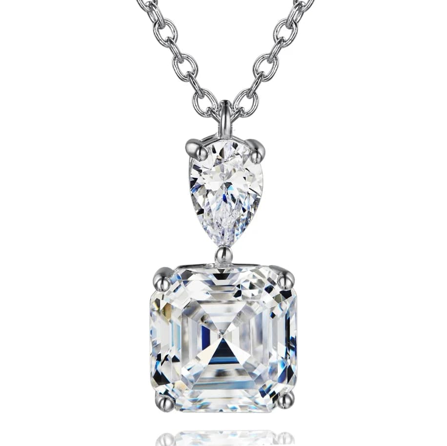 Pear & Asscher Dual Center Diamond Pendant