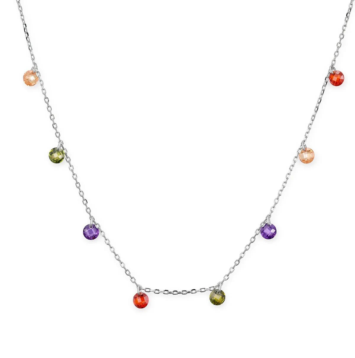 S925 Cascading Rainbow Gemstone Drops Choker