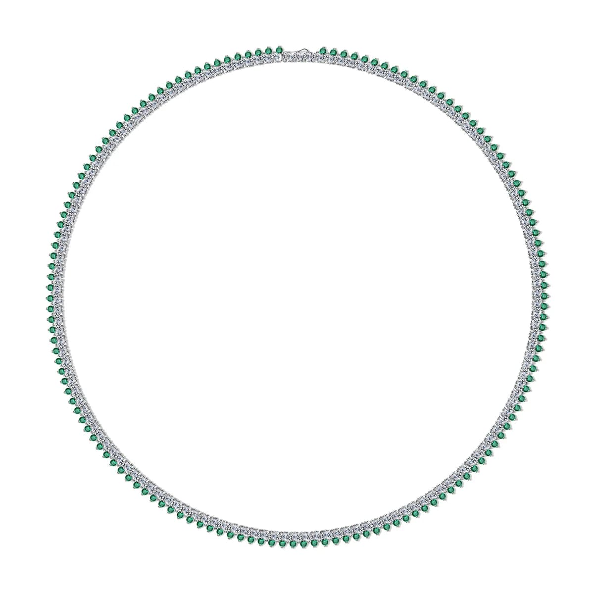 Double Row Pave CZ Emerald Tennis Choker