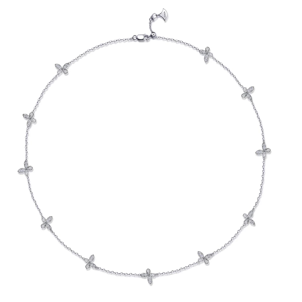S925 Pave CZ Four-Petal Flower Choker