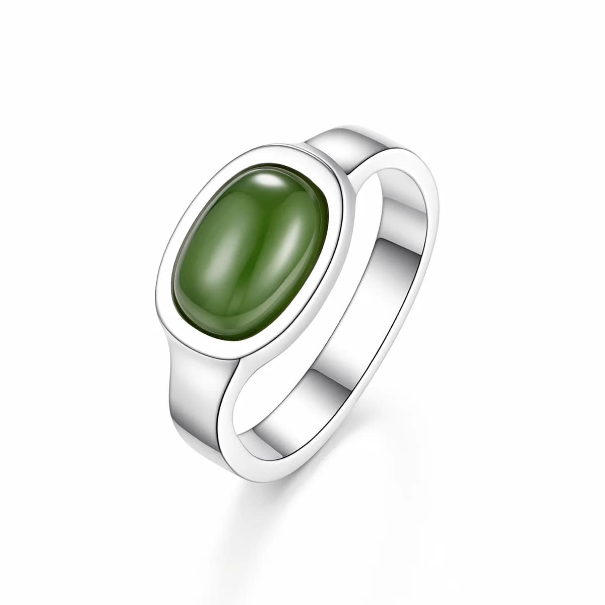 Wide Bezel Hetian Jasper Jade Ring