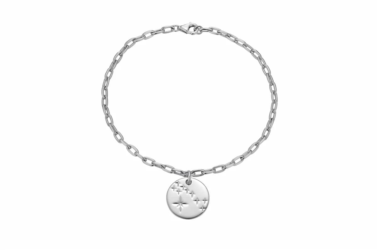 Thick Solid Starburst Embossed Disc Charm Paperclip Chain Clasp Solid Sterling Silver Bracelet