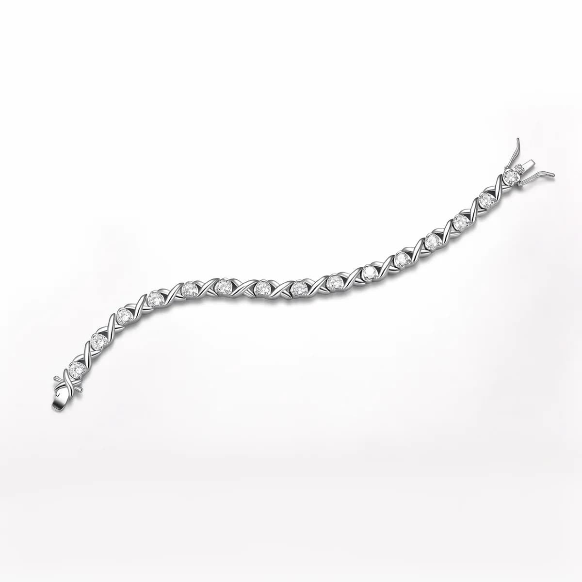 Twist Interwoven Full Pave Diamond 925 Sterling Silver Luxury Tennis Bracelet
