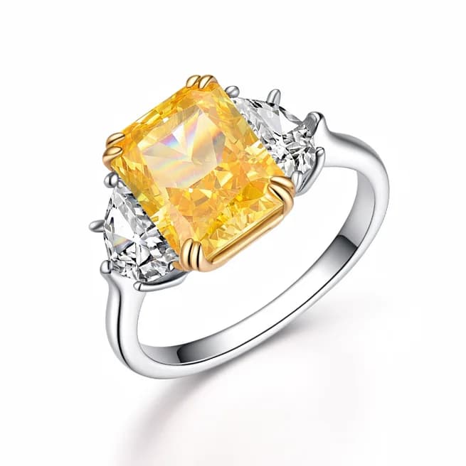 Vivid Yellow Radiant Rose Gold Dual Pave Ring