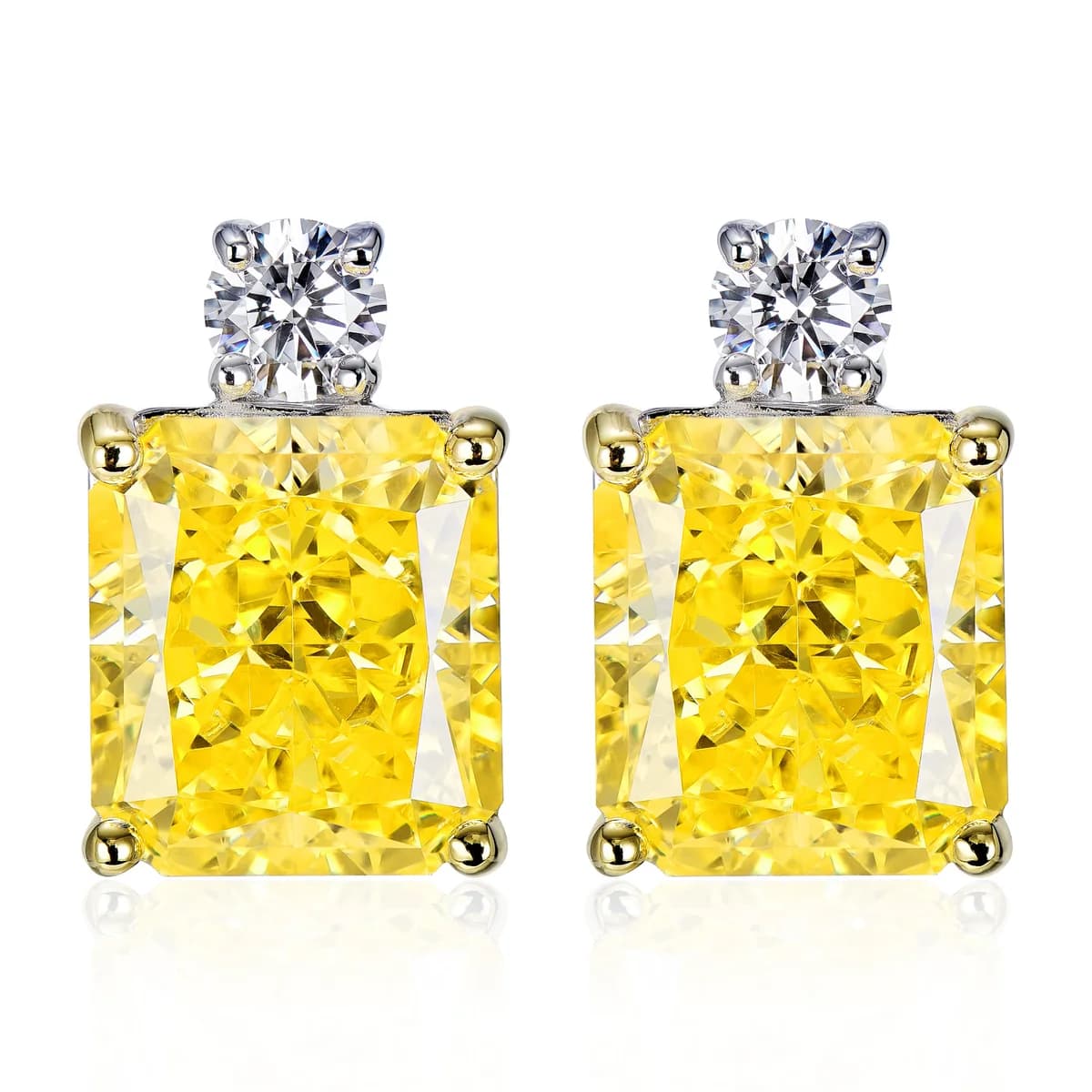Two-Tone Radiant Fancy Yellow Gem Diamond Highlight Studs