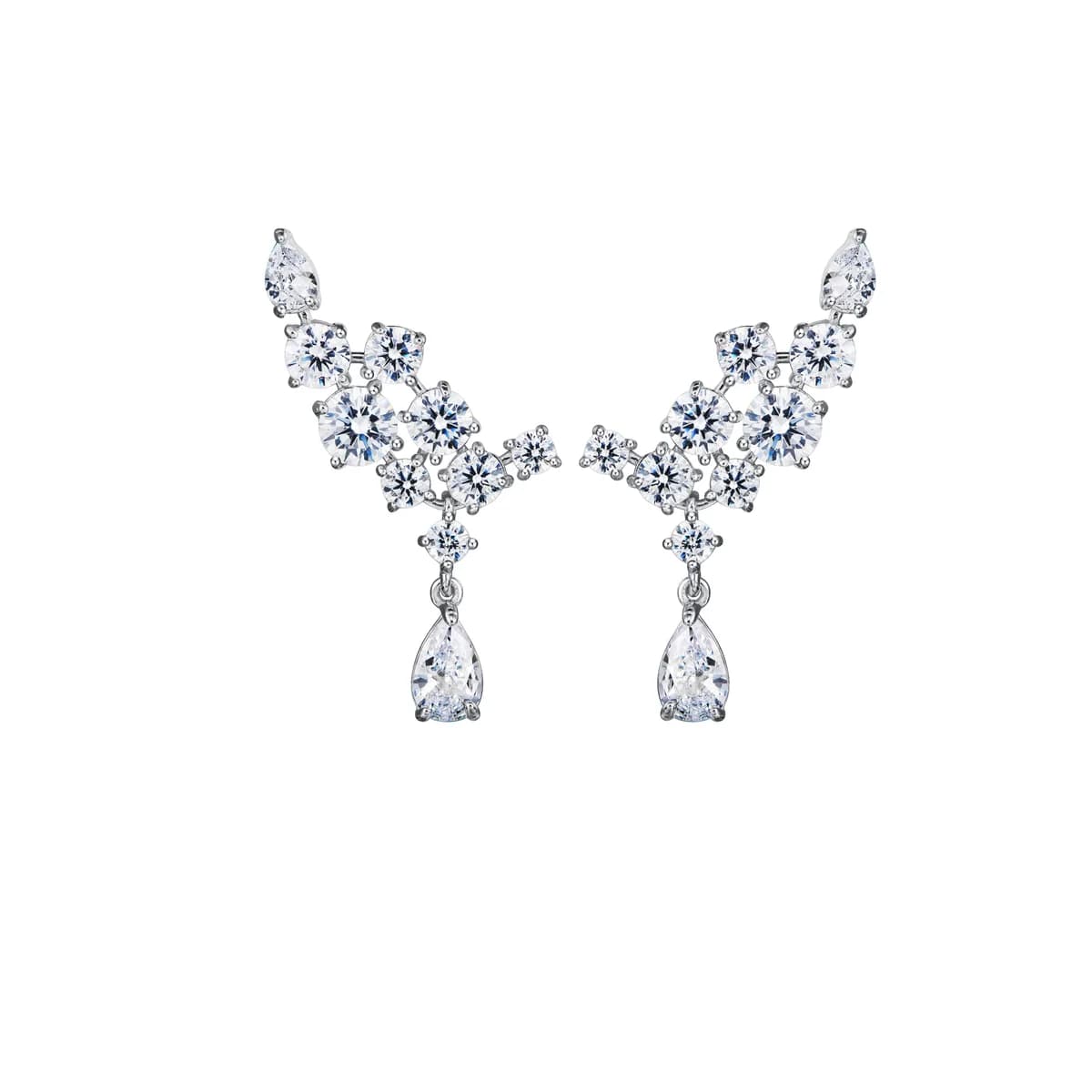 V-Shape Ear Climber Marquise Step Round Pear Diamond Earrings
